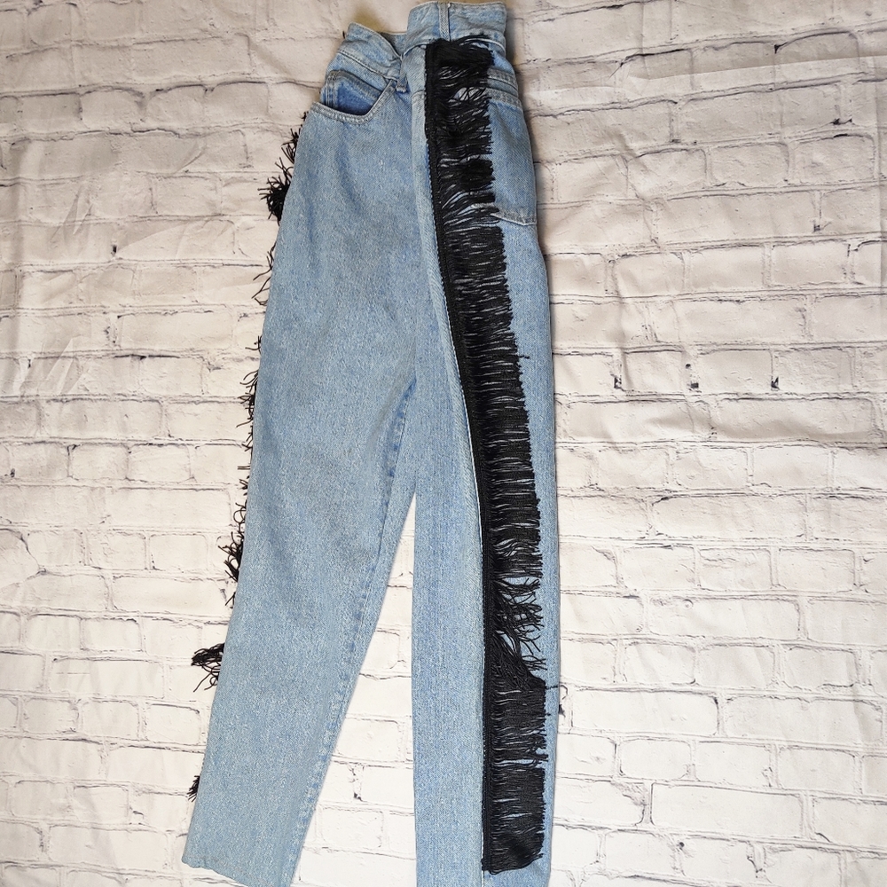 Paris Blues Vintage Fringe High Waisted Jeans - Picture 3 of 10